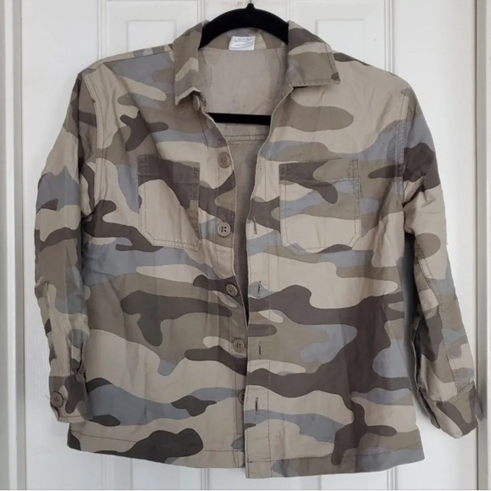 Gap‎ Kids Camo Utility Shirt Jacket Green Gray Camouflage Shirt Jacket Size M 8